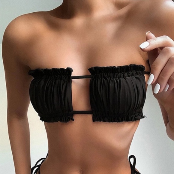 Black Swimsuit Bikini Top Multiple ways to tie NWT - Picture 5 of 5